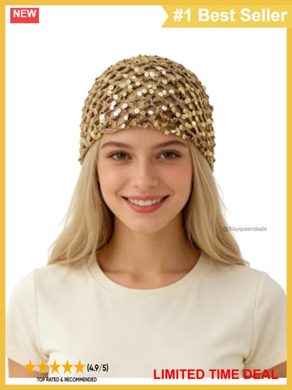 Sequin Knitted Beanie Hat Glitter Winter Skull Cap Windproof Cold Weather
